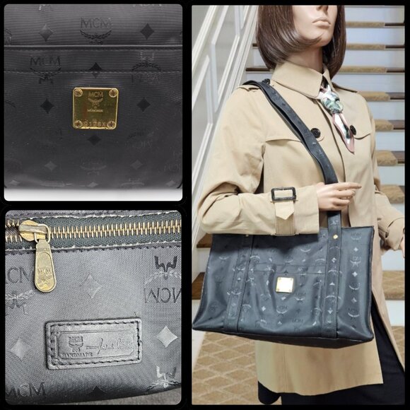 MCM Black Visetos Shopper Bag - Picture 4 of 17